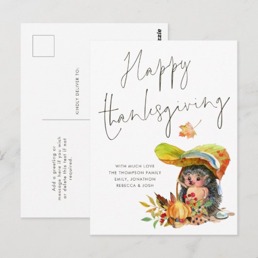 Cute Hedegel Script Happy Thanksgiving Briefkaart (Voorkant / Achterkant)