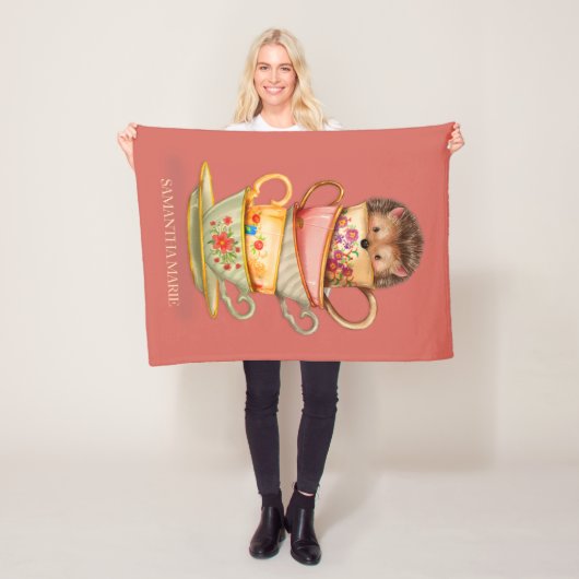 Cute Hedegel Teacups Pink Toddler Baby Fleece Deken (In situ)