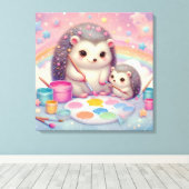 Cute Hedégels Canvas Afdruk (Insitu (Houten vloer))