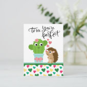 Cute Hedegg's Valentijn| Cactus Je bent perfect Feestdagenkaart (Staand voorkant)