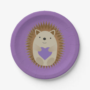 Cute Hedg Holiding a Paarse Heart Papieren Bordje