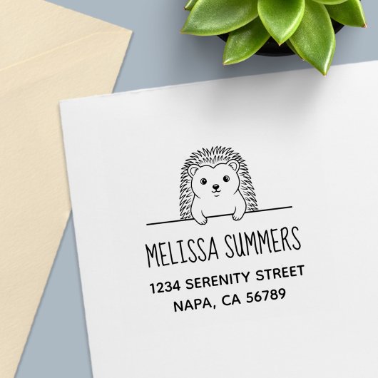 Cute Hedgehog Address Zelfinktende Stempel