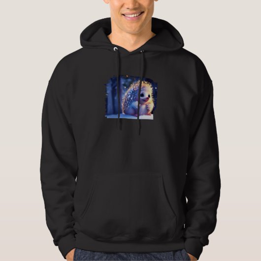 Cute Hedgehog Animated Winter Snow Animal Hoodie (Voorkant)