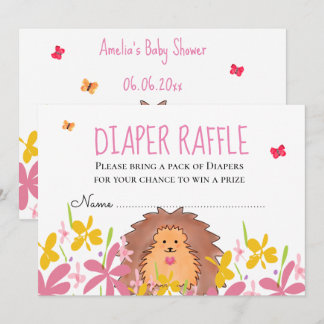 Cute Hedgehog Baby Shower Diaper Raffle  Kaart