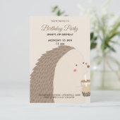 Cute Hedgehog Birthday Invitation RSVP Kaartje (Staand voorkant)