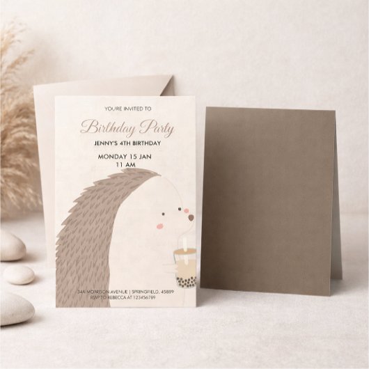 Cute Hedgehog Birthday Invitation RSVP Kaartje