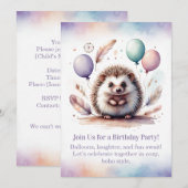 Cute Hedgehog Birthday Invitation – Woodland Boho Kaart (Voorkant / Achterkant)