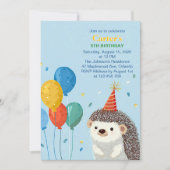 Cute Hedgehog Birthday Party Invitation Kaart (Voorkant)