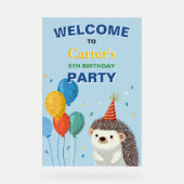 Cute Hedgehog Birthday Party Sign Acryl Bord (Voorkant)