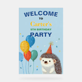 Cute Hedgehog Birthday Party Sign Acryl Bord