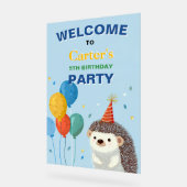 Cute Hedgehog Birthday Party Sign Acryl Bord (Hoek)