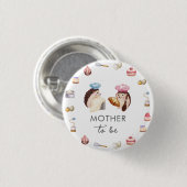 Cute Hedgehog Chef Baker Mother To Be Baby Shower Ronde Button 3,2 Cm (Voorkant /achterkant)