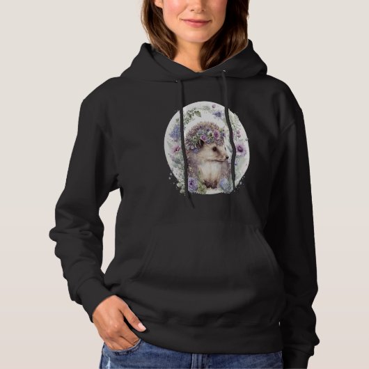 Cute Hedgehog Flower Crown Floral Animal Hoodie (Voorkant)