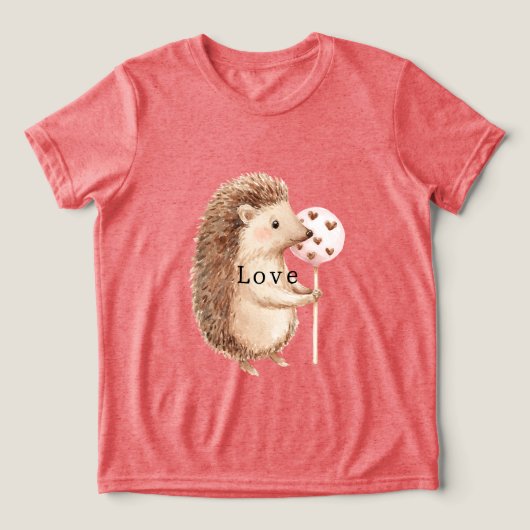 Cute Hedgehog Hearts Love Tri-Blend Shirt (Design voorkant)
