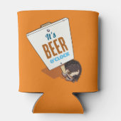 Cute Hedgehog It's Beer O'Clock Funny Cartoon Blikjeskoeler (Achterkant)