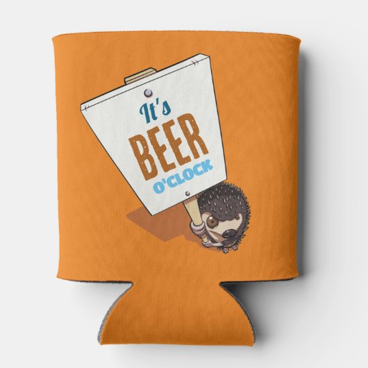 Cute Hedgehog It's Beer O'Clock Funny Cartoon Blikjeskoeler (Achterkant)