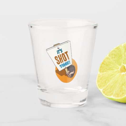 Cute Hedgehog It's Shot Time! Picket Sign Cartoon Shot Glas (Voorkant)