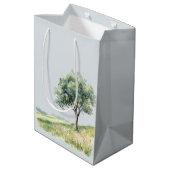 Cute Hedgehog Meadow with Tree Birthday Medium Cadeauzakje (Achterkant Gekanteld)