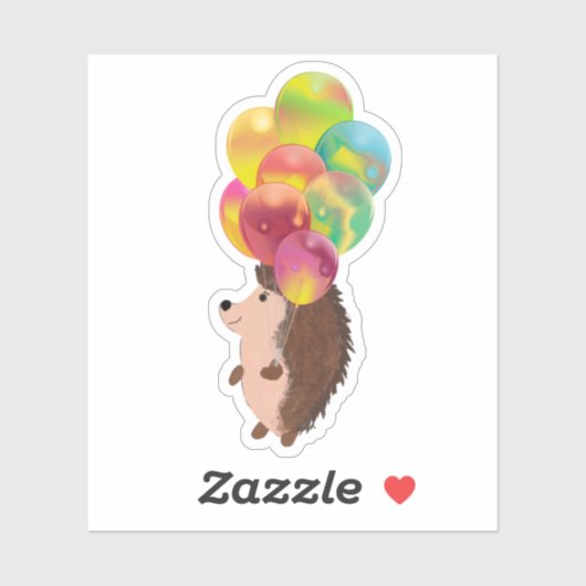 CUTE HEDGEHOG MET COLORFUL BALLOONS STICKER (Vel)