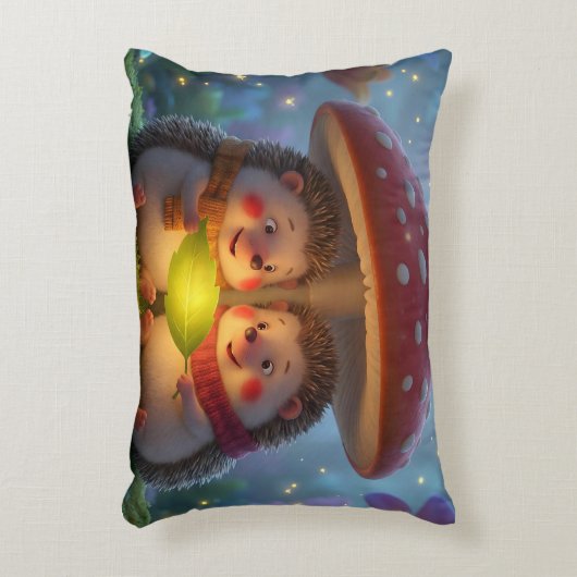 Cute Hedgehog Mushroom Throw Pillow Accent Kussen (Voorkant(Verticaal))