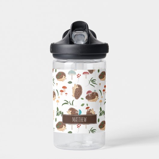 Cute Hedgehog Mushroom Woodland Forest Animal Kids Waterfles (Voorkant)