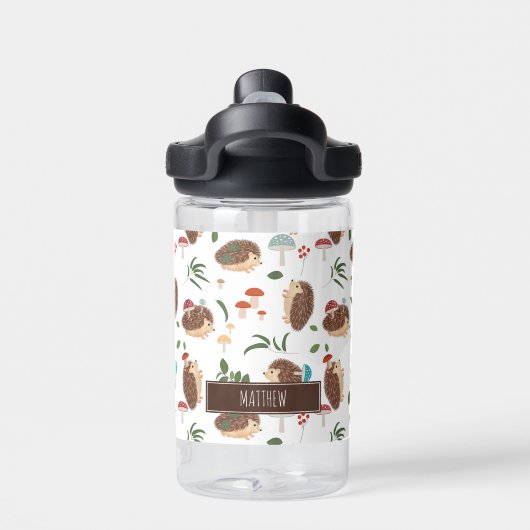 Cute Hedgehog Mushroom Woodland Forest Animal Kids Waterfles (Achterkant)