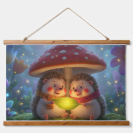 Cute Hedgehog Mushroom Woodland Tapestry Hangend Wandkleed