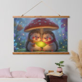 Cute Hedgehog Mushroom Woodland Tapestry Hangend Wandkleed (Slaapkamer)