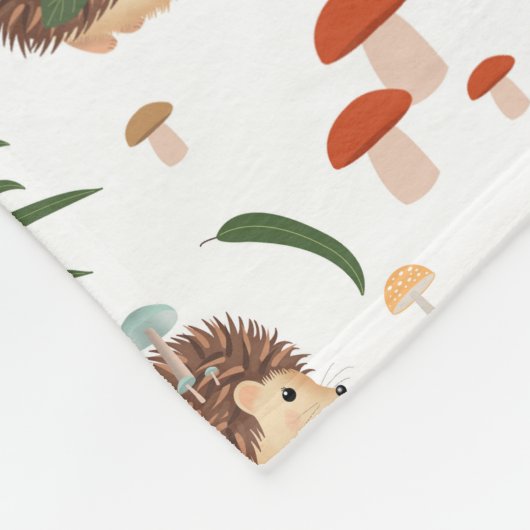 Cute Hedgehog Mushrooms Woodland Animal Kids Fleece Deken (Hoek)