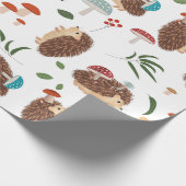 Cute Hedgehog Mushrooms Woodland Forest Animal Cadeaupapier (Hoek)