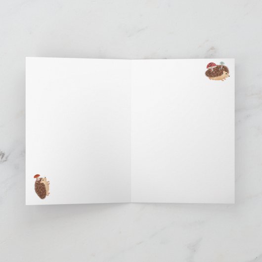 Cute Hedgehog Mushrooms Woodland Forest Animal Kaart (Binnen)