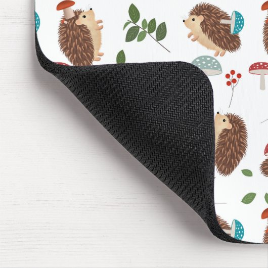 Cute Hedgehog Mushrooms Woodland Forest Animal Muismat (Hoek)