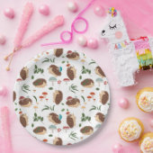 Cute Hedgehog Mushrooms Woodland Forest Animal Papieren Bordje (Feest)