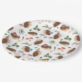 Cute Hedgehog Mushrooms Woodland Forest Animal Papieren Bordje (Gekanteld)