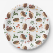 Cute Hedgehog Mushrooms Woodland Forest Animal Papieren Bordje (Voorkant)