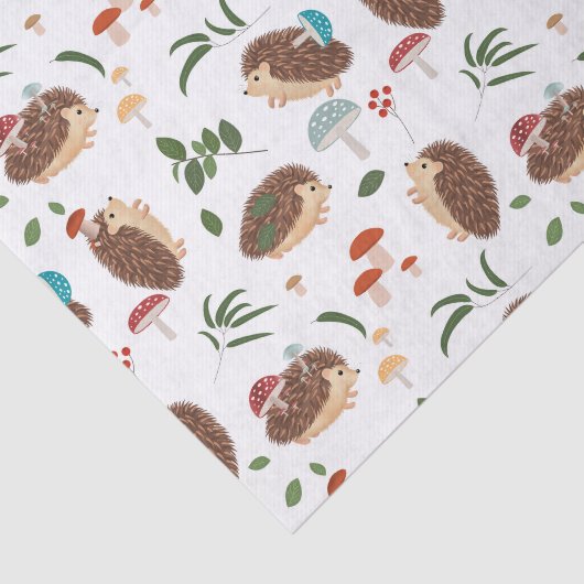 Cute Hedgehog Mushrooms Woodland Forest Animal Tissuepapier (Detail)