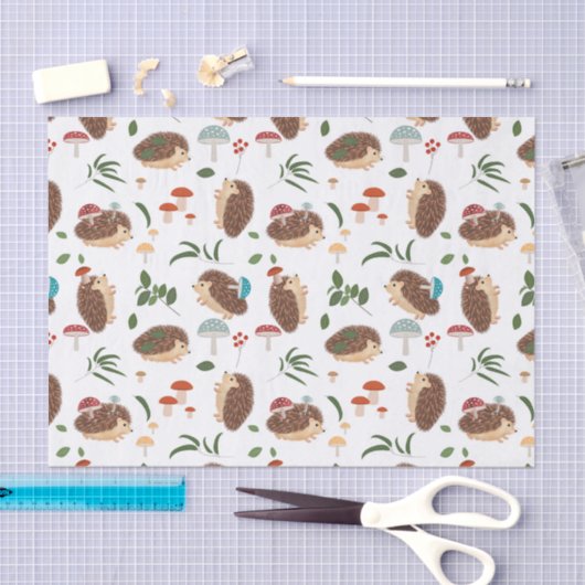 Cute Hedgehog Mushrooms Woodland Forest Animal Tissuepapier (Craft)