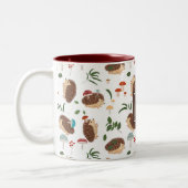 Cute Hedgehog Mushrooms Woodland Forest Animal Tweekleurige Koffiemok (Links)