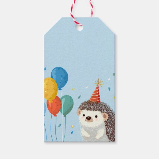 Cute Hedgehog Party Paper  Cadeaulabel (Voorkant)
