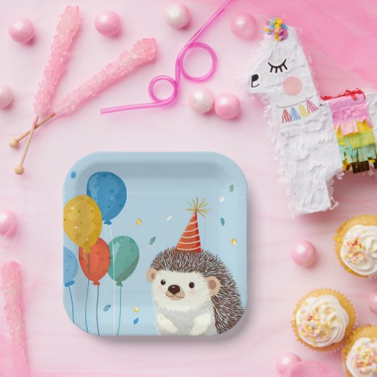 Cute Hedgehog Party Paper Plates Papieren Bordje (Feest)