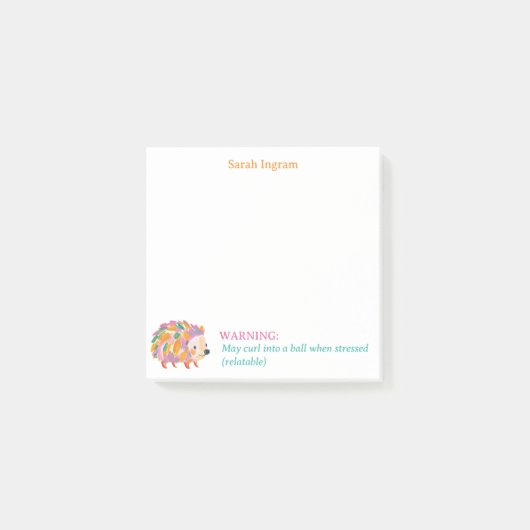 Cute hedgehog pastel fall colors post-it® notes (Voorkant)