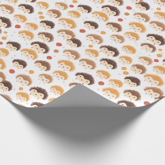 Cute hedgehog pattern cadeaupapier (Hoek)