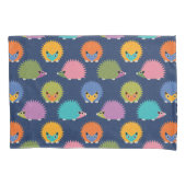 Cute Hedgehog Pattern on Blue Kussensloop (Voorkant)