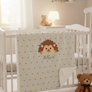 Cute Hedgehog Personalized Baby Blanket Sherpa Deken