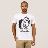 Cute Hedgehog Self-Love Mirror – "I Am Beautiful"  T-shirt (Voorkant volledig)