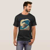 Cute Hedgehog Surfing Illustration Sea Great Wave  T-shirt (Voorkant volledig)