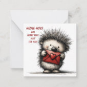 Cute Hedgehog Valentine Card  Notitiekaartje (Voorkant)
