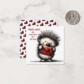Cute Hedgehog Valentine Card  Notitiekaartje (Voorkant / Achterkant in situ)