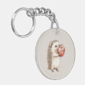 Cute Hedgehog with Red Heart Love Sleutelhanger (Voorkant Links)