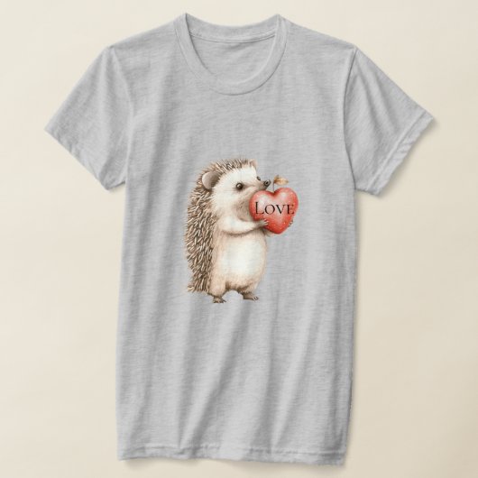 Cute Hedgehog with Red Heart Love T-shirt (Laagn)